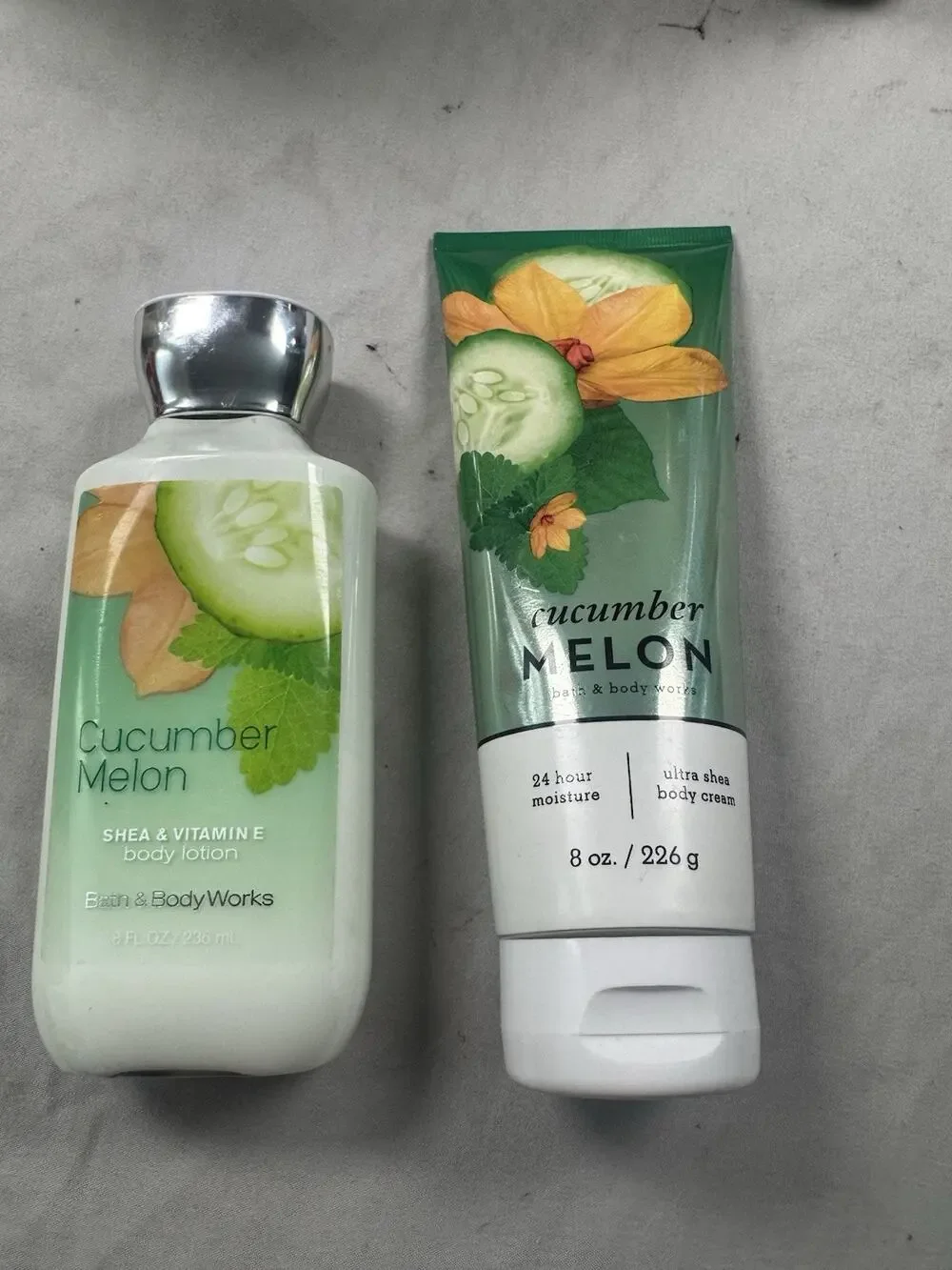 Bath & Body Works Cucumber Melon Lotion & Body Cream Set New 8 Oz Lot of 2
